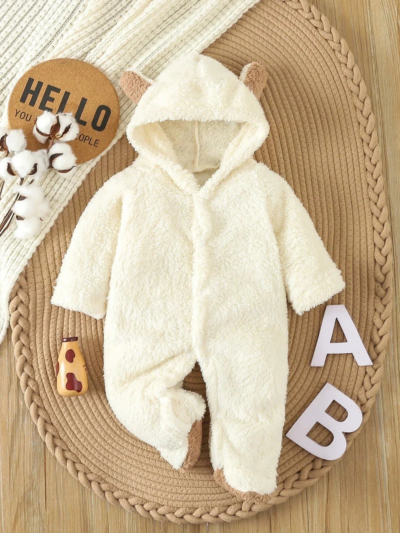 Baby Animal Fleece Romper – Cozy Cuddles for Playful Little Days - LunaKit Baby