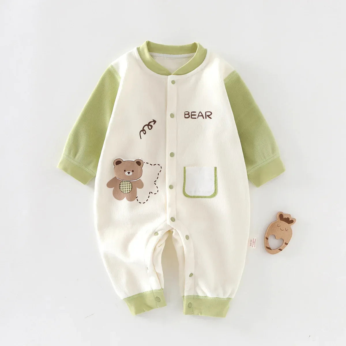 Baby Cotton Bear Jumpsuit – Cozy Autumn Comfort for Little Moments - LunaKit Baby