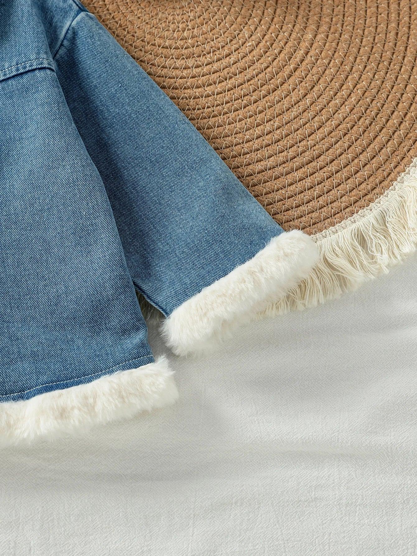 Baby Girl Winter Denim Jacket – Fleece-Lined Warmth with Cool Style - LunaKit Baby