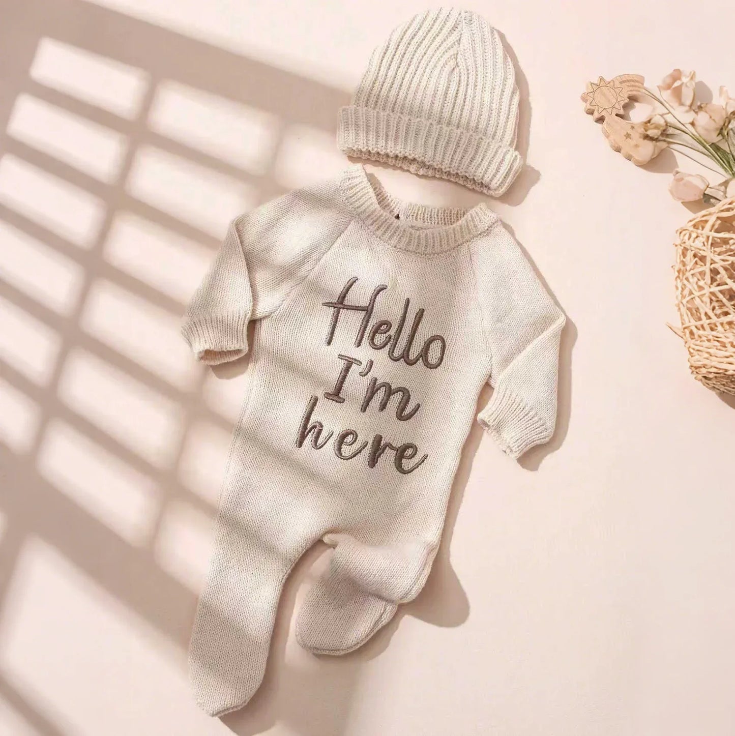 Newborn Hello Knit Jumpsuit – Sweet First Moments to Remember - LunaKit Baby