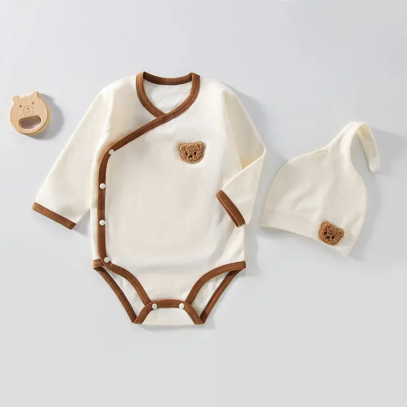 Baby Bear Romper & Beanie Set – Korean Style Comfort for Little Ones - LunaKit Baby