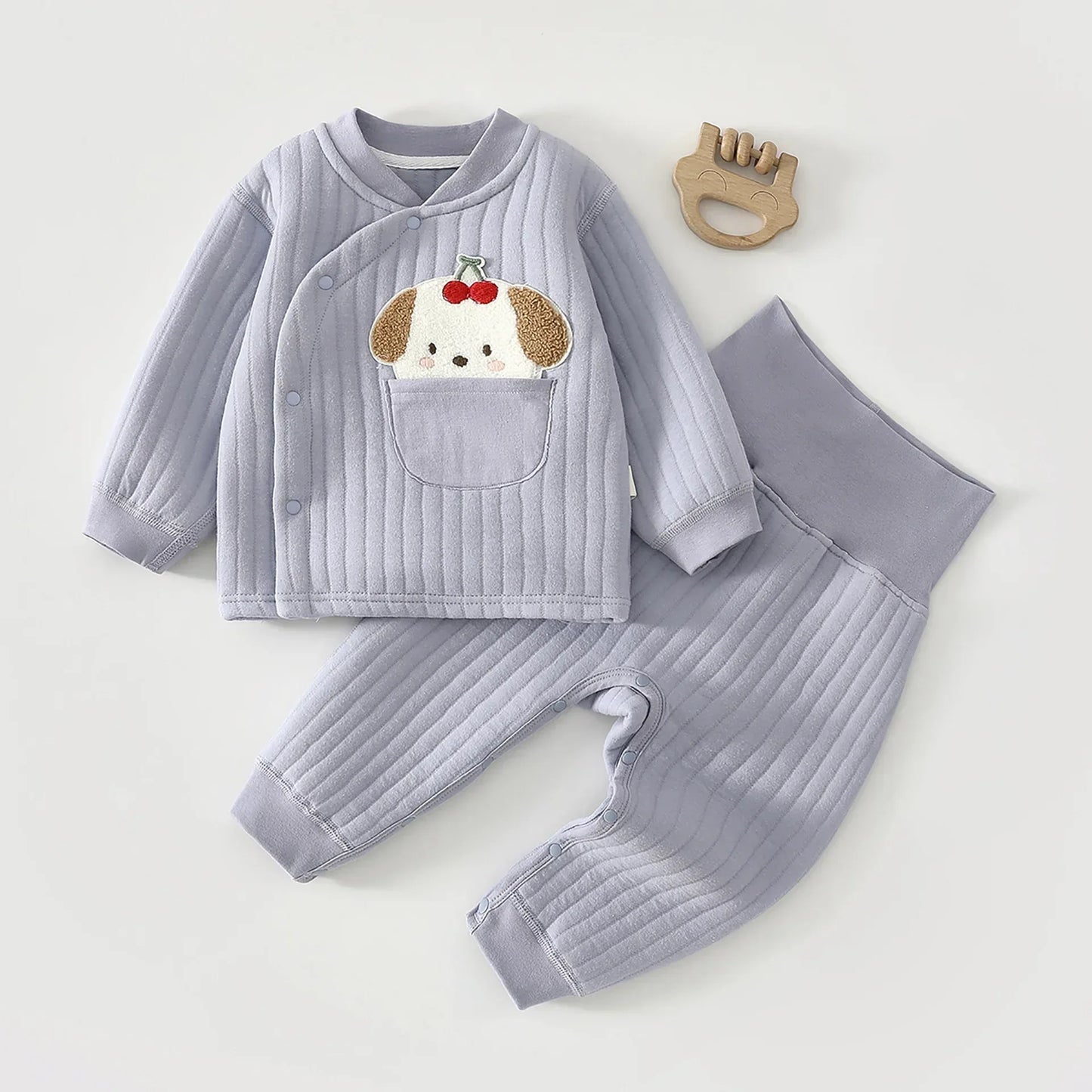 Toddler Cotton Clip 2-Piece Set – Thick Warmth with Cute Charm - LunaKit Baby