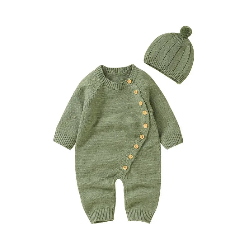 Baby Knit Jumpsuit & Hat Set – Cozy Warmth for Little Ones - LunaKit Baby