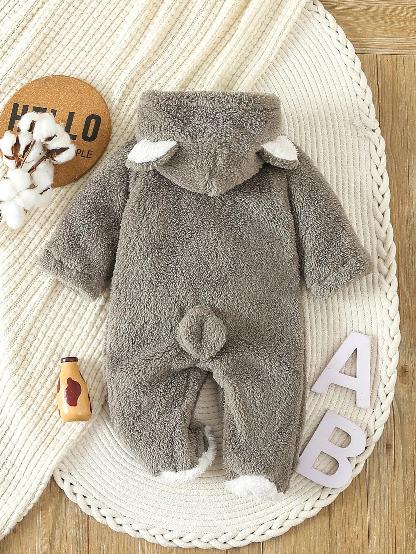 Baby Animal Fleece Romper – Cozy Cuddles for Playful Little Days - LunaKit Baby