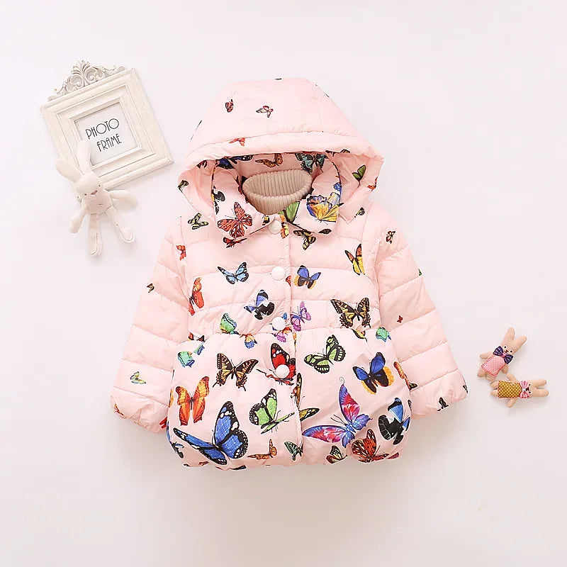 Baby Girl Winter Parka – Cozy Hooded Warmth with Butterfly Charm - LunaKit Baby