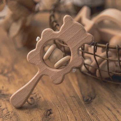 Wooden Baby Rattle Set – Montessori Play for Curious Little Hands - LunaKit Baby