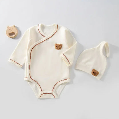 Baby Bear Romper & Beanie Set – Korean Style Comfort for Little Ones - LunaKit Baby