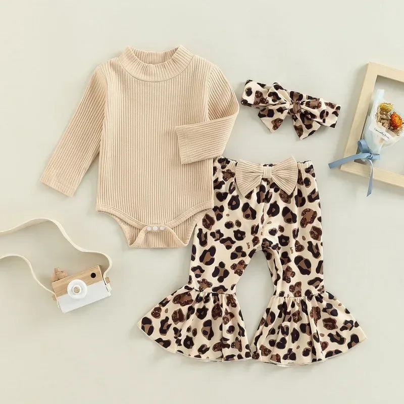 Baby Girl Leopard 3-Piece Outfit Set – Trendy Style for Sweet Moments - LunaKit Baby