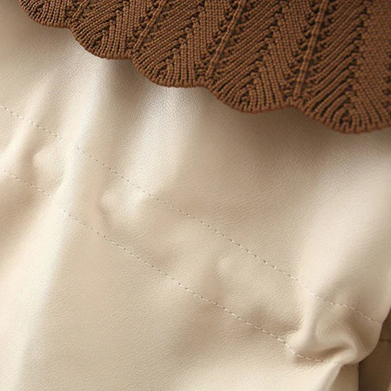 Baby Girl Winter Coat – Korean Style PU Jacket with Doll Collar - LunaKit Baby