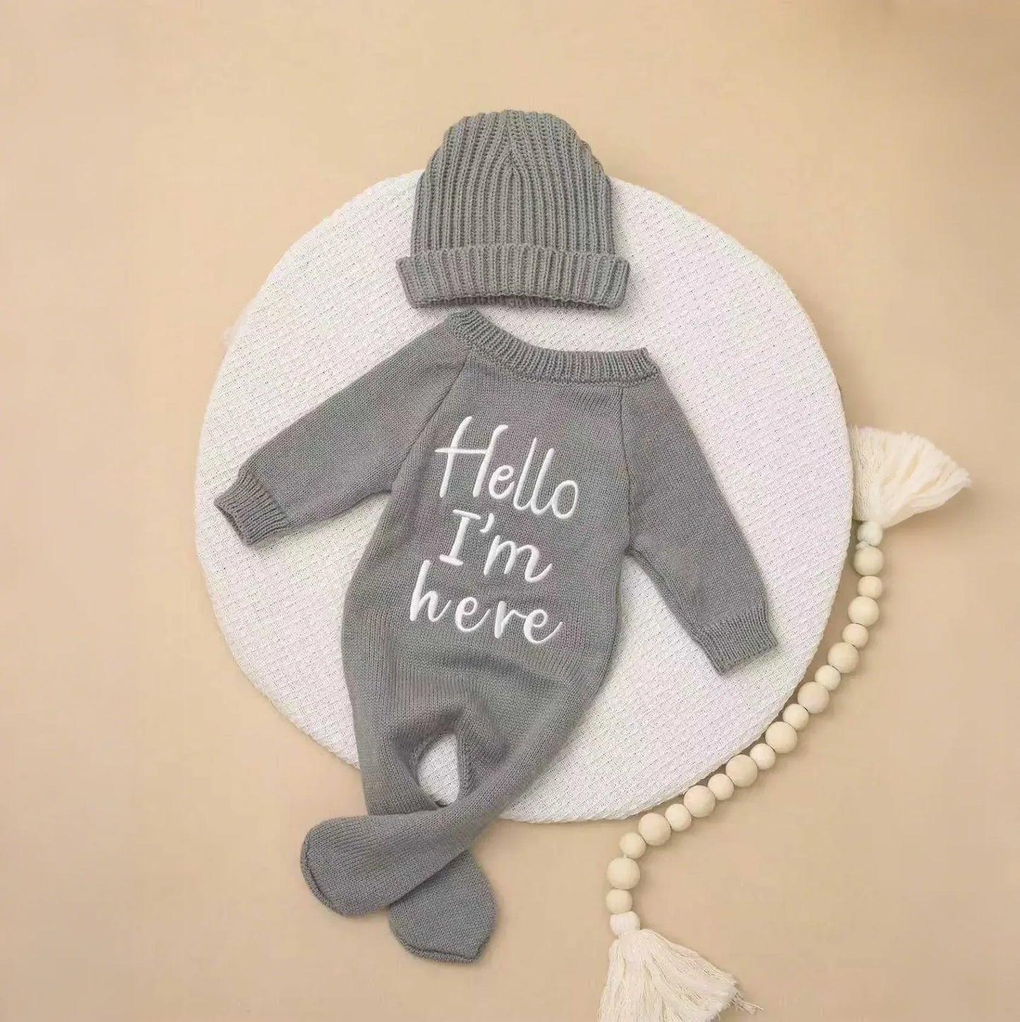 Newborn Hello Knit Jumpsuit – Sweet First Moments to Remember - LunaKit Baby