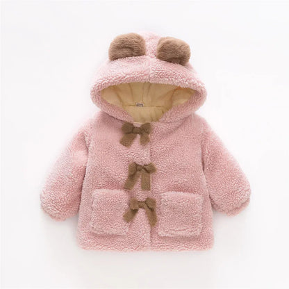Baby Girl Winter Hooded Jacket – Bear Ears & Cozy Princess Warmth - LunaKit Baby