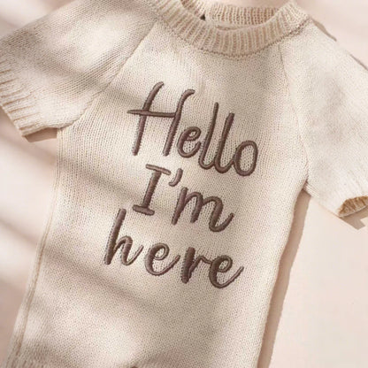 Newborn Hello Knit Jumpsuit – Sweet First Moments to Remember - LunaKit Baby