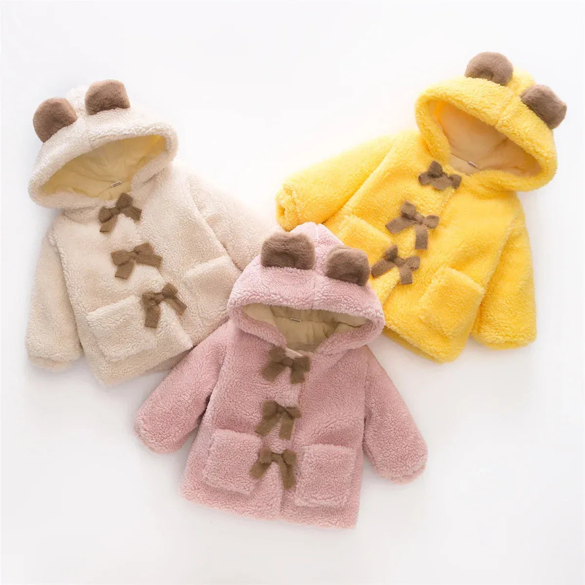 Baby Girl Winter Hooded Jacket – Bear Ears & Cozy Princess Warmth - LunaKit Baby