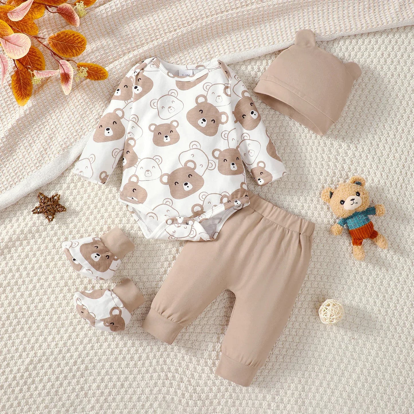 Baby Boy 4-Piece Outfit Set – Bear Style for Sweet Little Days - LunaKit Baby