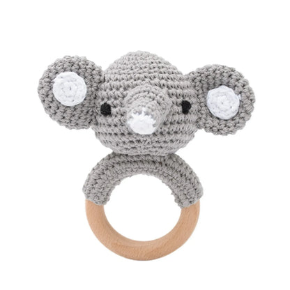 Wooden Baby Teether Rattle – Calm Play for Curious Little Hands - LunaKit Baby