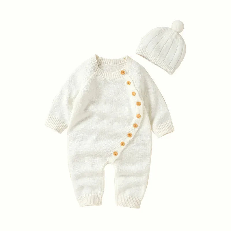 Baby Knit Jumpsuit & Hat Set – Cozy Warmth for Little Ones - LunaKit Baby