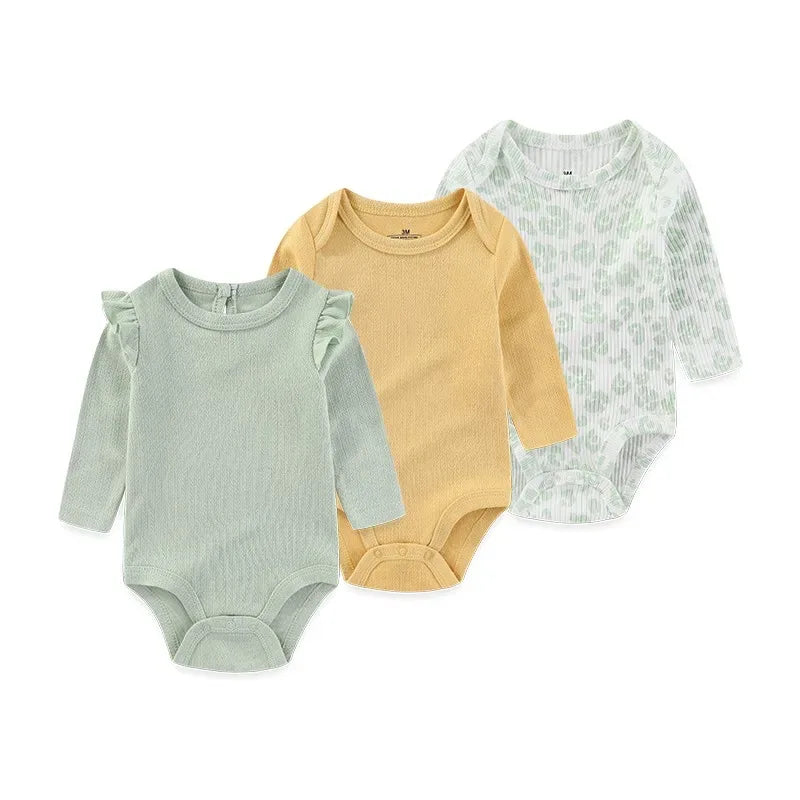 Newborn Cotton 3-Piece Bodysuit Set – Soft Everyday Comfort - LunaKit Baby