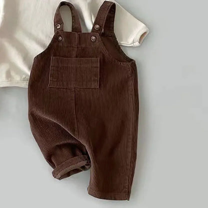 Baby Corduroy Suspender Romper – Vintage Charm for Little Days - LunaKit Baby