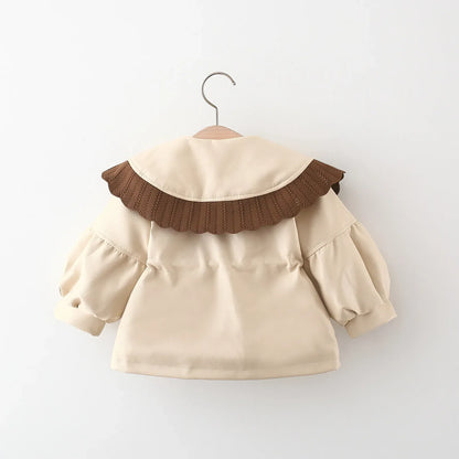 Baby Girl Winter Coat – Korean Style PU Jacket with Doll Collar - LunaKit Baby