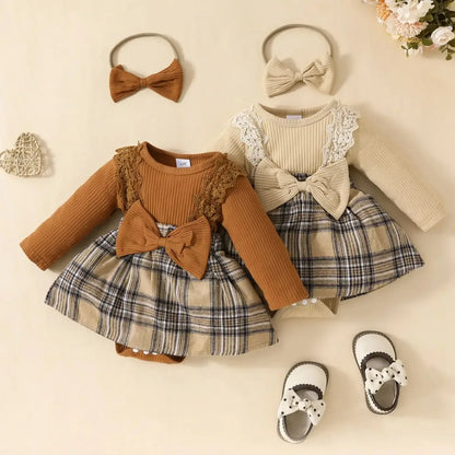 Baby Girl Plaid Jumpsuit Set – Sweet Autumn Style with Charm - LunaKit Baby