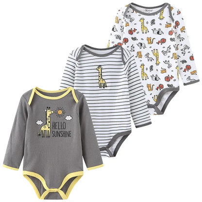 Newborn Cotton 3-Piece Bodysuit Set – Soft Everyday Comfort - LunaKit Baby