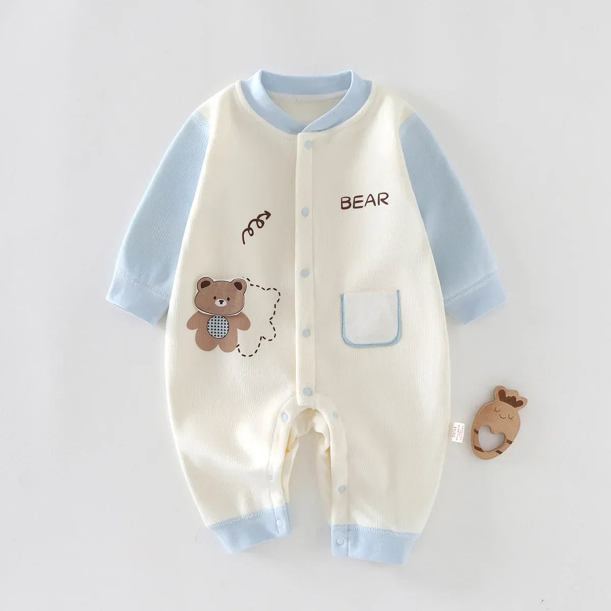 Baby Cotton Bear Jumpsuit – Cozy Autumn Comfort for Little Moments - LunaKit Baby