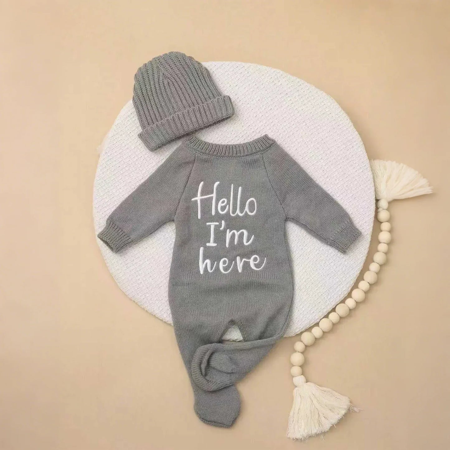 Newborn Hello Knit Jumpsuit – Sweet First Moments to Remember - LunaKit Baby