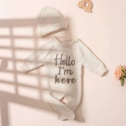 Newborn Hello Knit Jumpsuit – Sweet First Moments to Remember - LunaKit Baby
