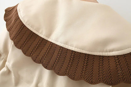 Baby Girl Winter Coat – Korean Style PU Jacket with Doll Collar - LunaKit Baby