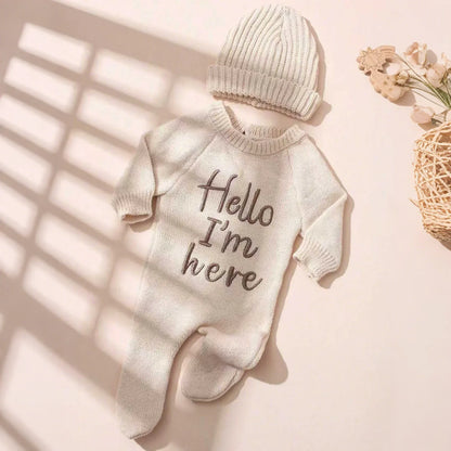 Newborn Hello Knit Jumpsuit – Sweet First Moments to Remember - LunaKit Baby