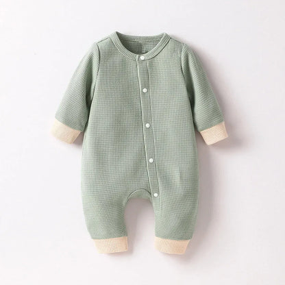Newborn Waffle Jumpsuit – Classic Comfort for Little Gentlemen - LunaKit Baby