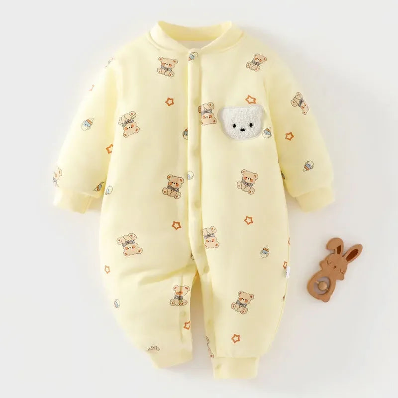 Baby Teddy Bear Cotton Winter Romper – Cozy Cuteness for Cold Days - LunaKit Baby