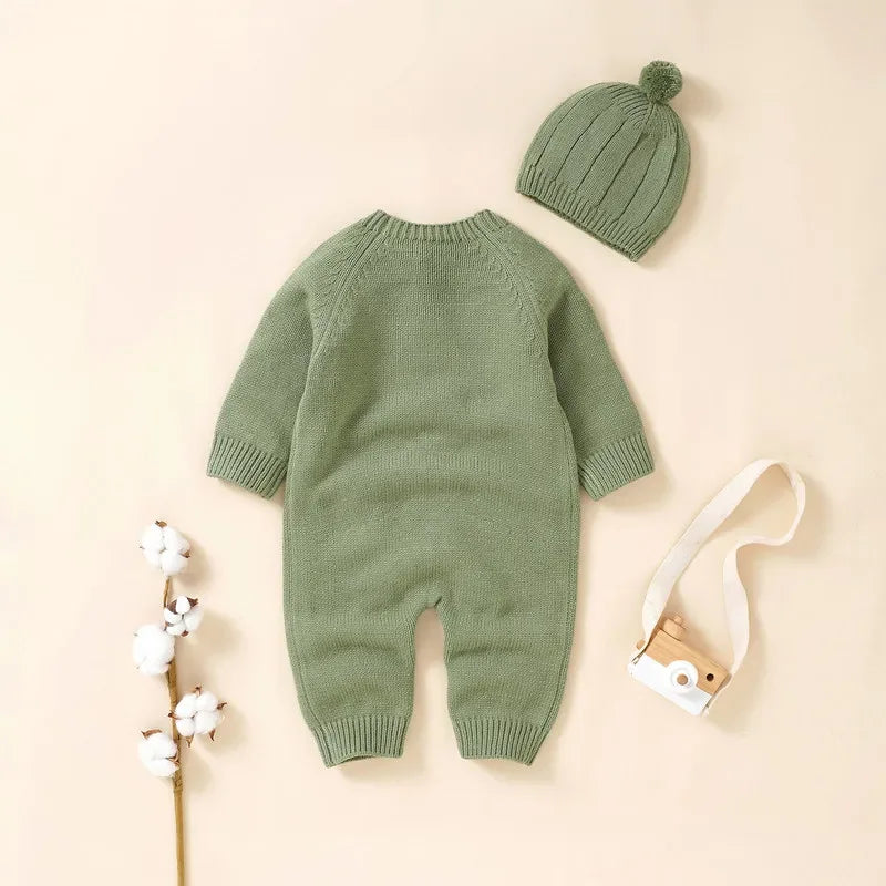 Baby Knit Jumpsuit & Hat Set – Cozy Warmth for Little Ones - LunaKit Baby