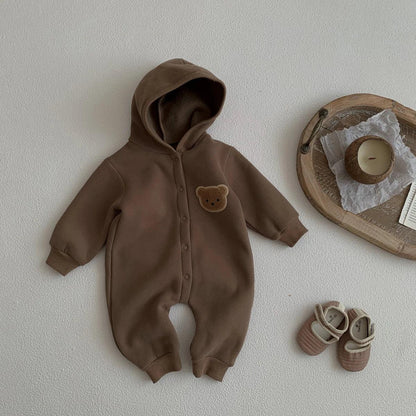 Baby Bear Hooded Winter Jumpsuit – Cozy Warmth for Little Cubs - LunaKit Baby