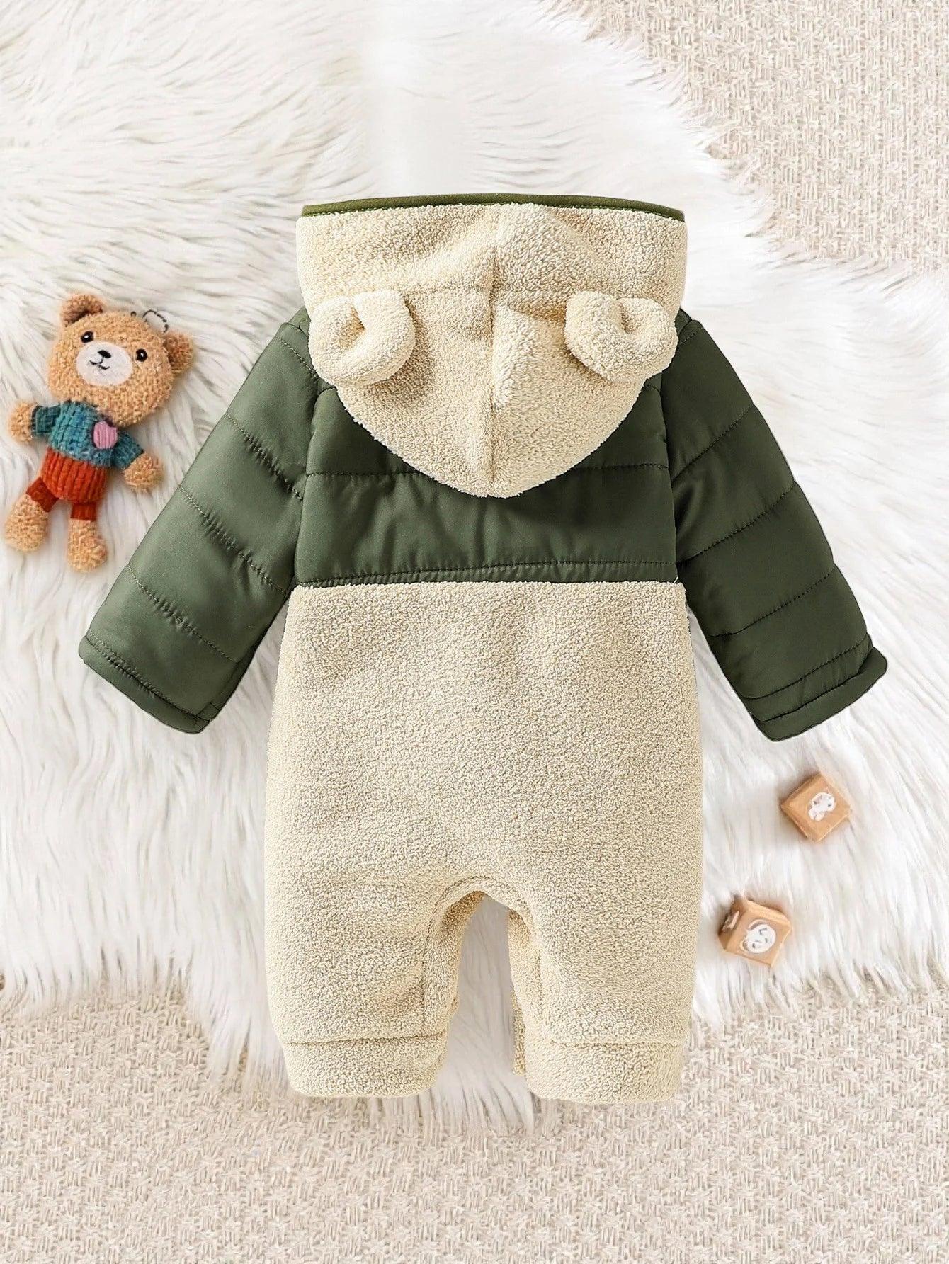 Baby Fleece Hooded Romper – Cozy Bear Warmth for Winter Days - LunaKit Baby