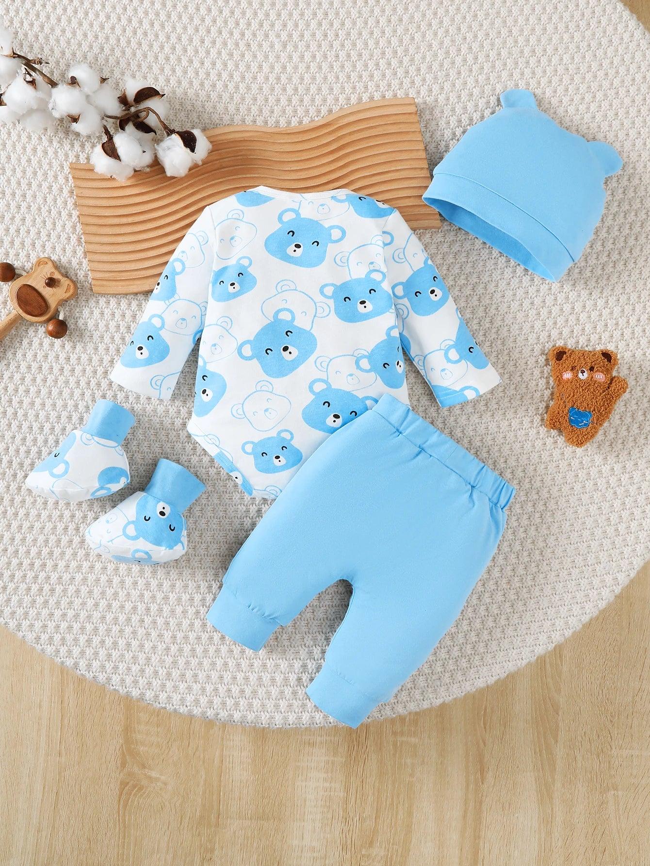Baby Boy 4-Piece Outfit Set – Bear Style for Sweet Little Days - LunaKit Baby