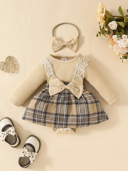Baby Girl Plaid Jumpsuit Set – Sweet Autumn Style with Charm - LunaKit Baby