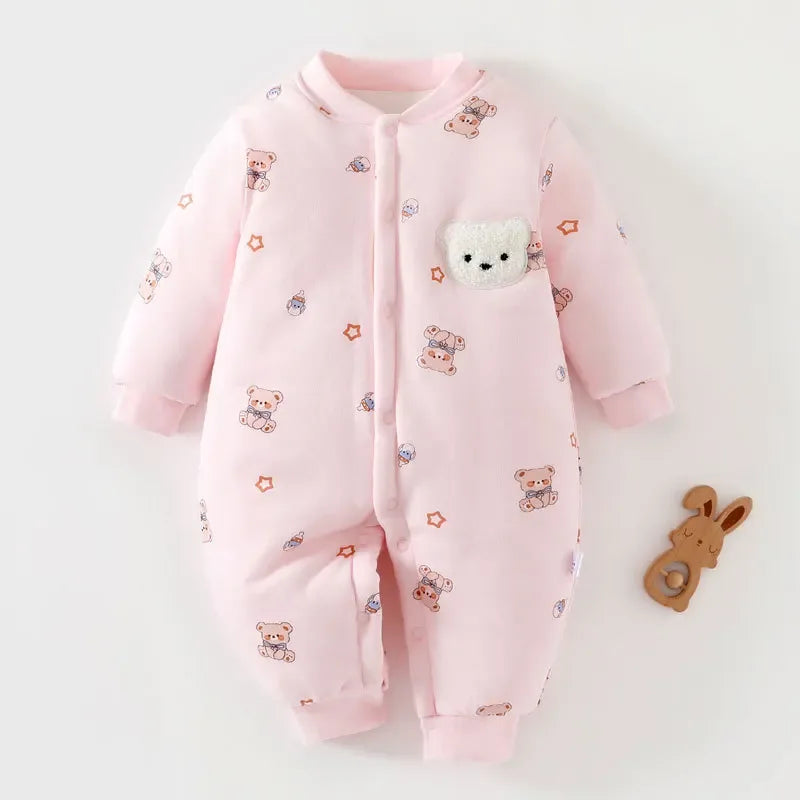 Baby Teddy Bear Cotton Winter Romper – Cozy Cuteness for Cold Days - LunaKit Baby
