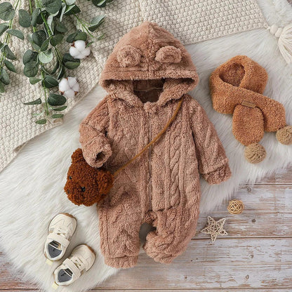 Baby Boy Plush Winter Jumpsuit – Cozy Warmth for Cold Days - LunaKit Baby