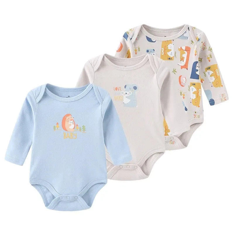 Newborn Cotton 3-Piece Bodysuit Set – Soft Everyday Comfort - LunaKit Baby