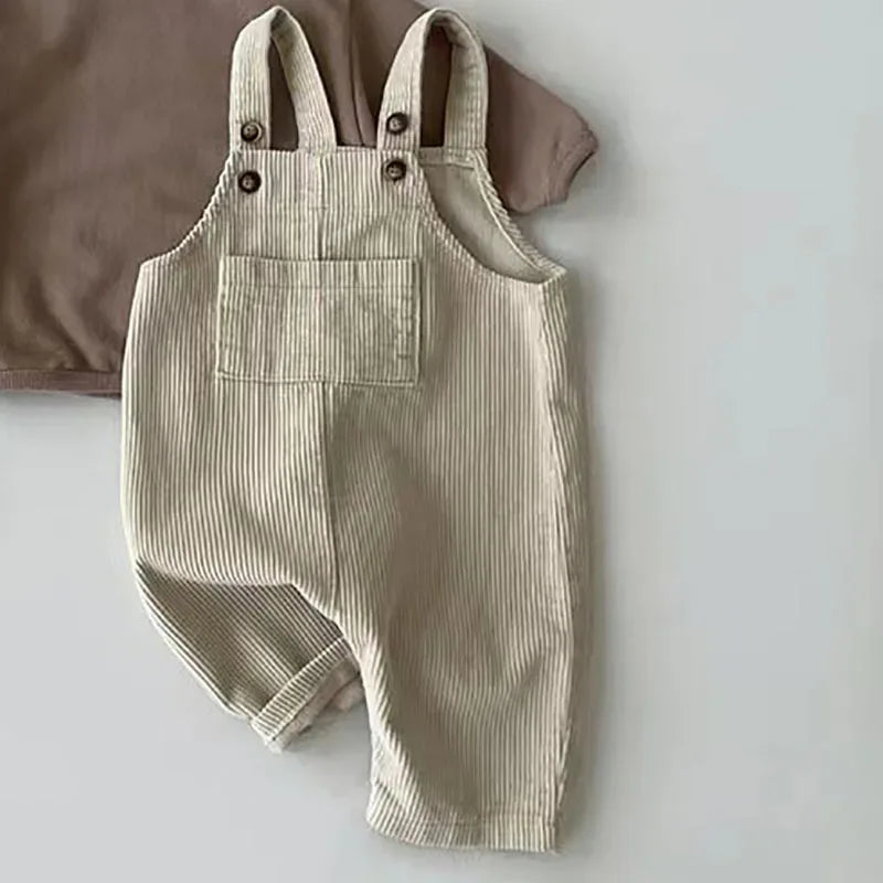 Baby Corduroy Suspender Romper – Vintage Charm for Little Days - LunaKit Baby