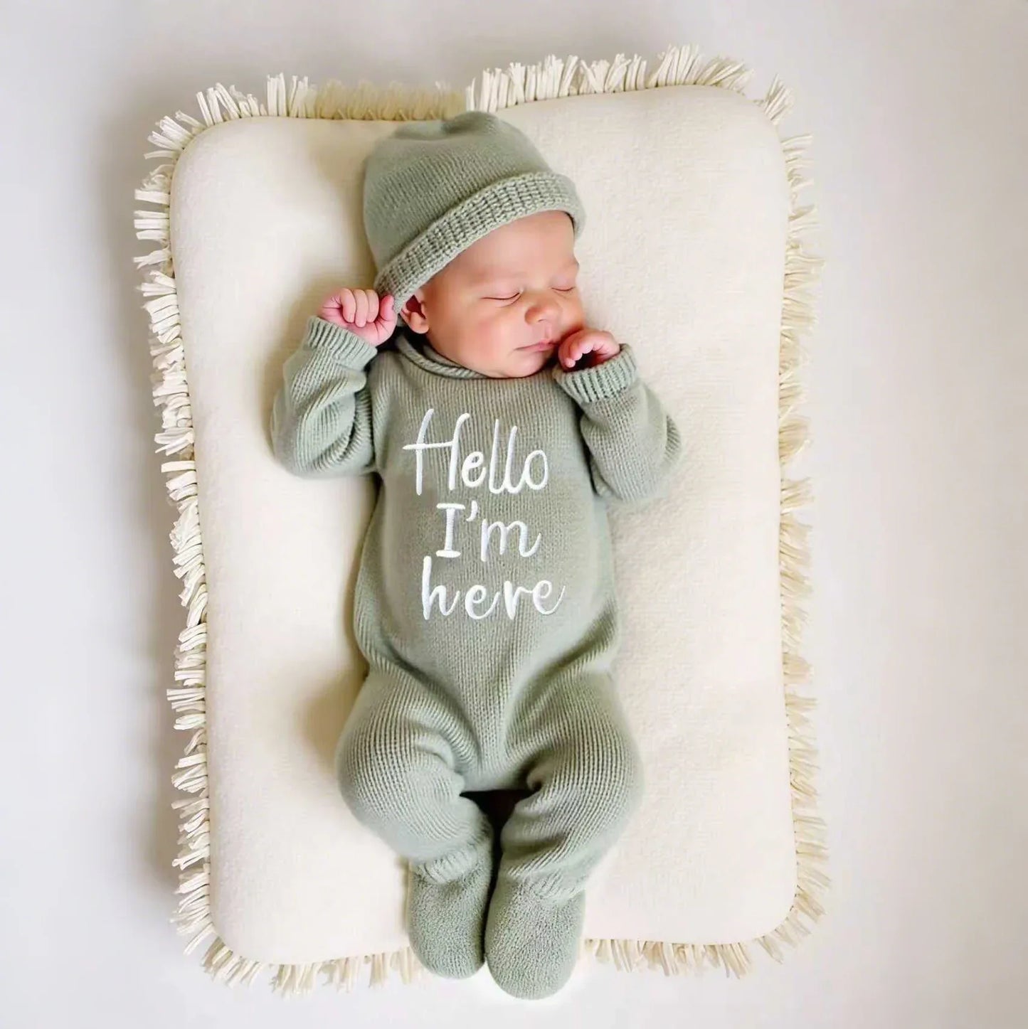 Newborn Hello Knit Jumpsuit – Sweet First Moments to Remember - LunaKit Baby