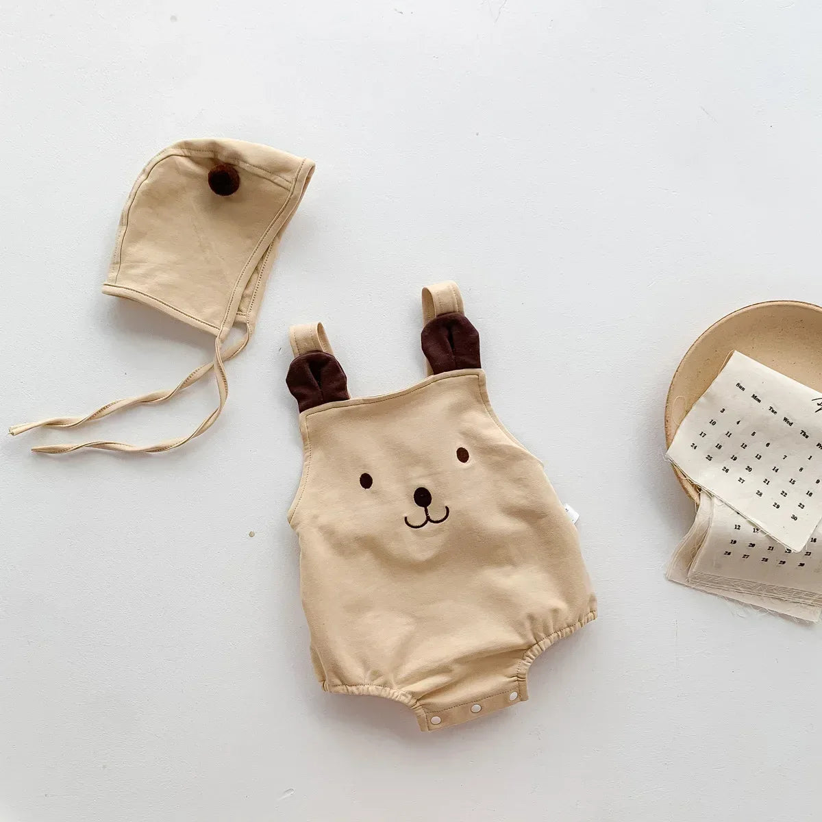Baby Bear Jumpsuit & Hat Set – Sweet Summer Comfort with Charm - LunaKit Baby