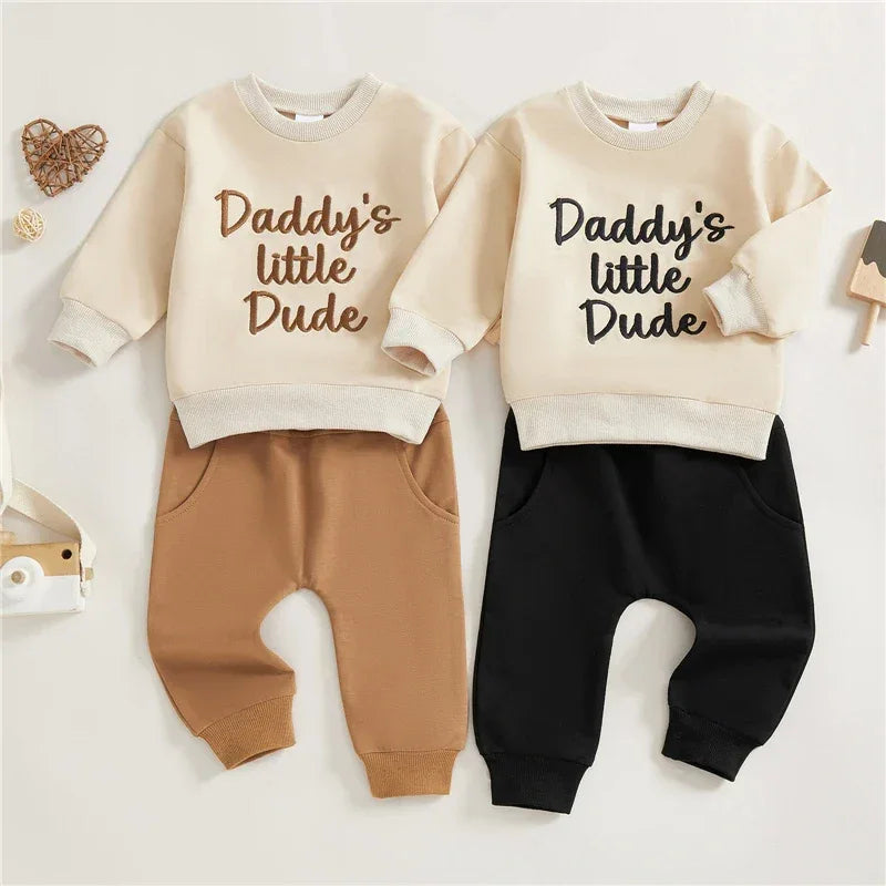 Toddler Baby Boy Autumn Outfit – Letter Embroidered - LunaKit Baby