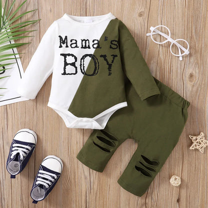 Baby Boy Autumn Outfit Set – Soft Color-Block Style for Little Days - LunaKit Baby