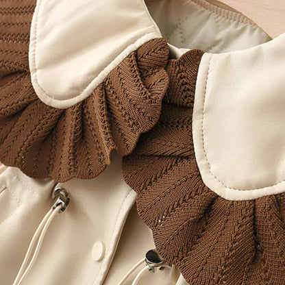 Baby Girl Winter Coat – Korean Style PU Jacket with Doll Collar - LunaKit Baby