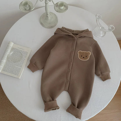 Baby Bear Hooded Winter Jumpsuit – Cozy Warmth for Little Cubs - LunaKit Baby