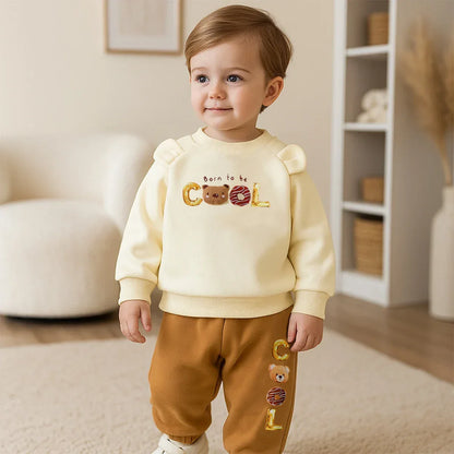 Toddler Boy Winter 2-Piece Set – Thick Warmth with Funny Bear Style - LunaKit Baby