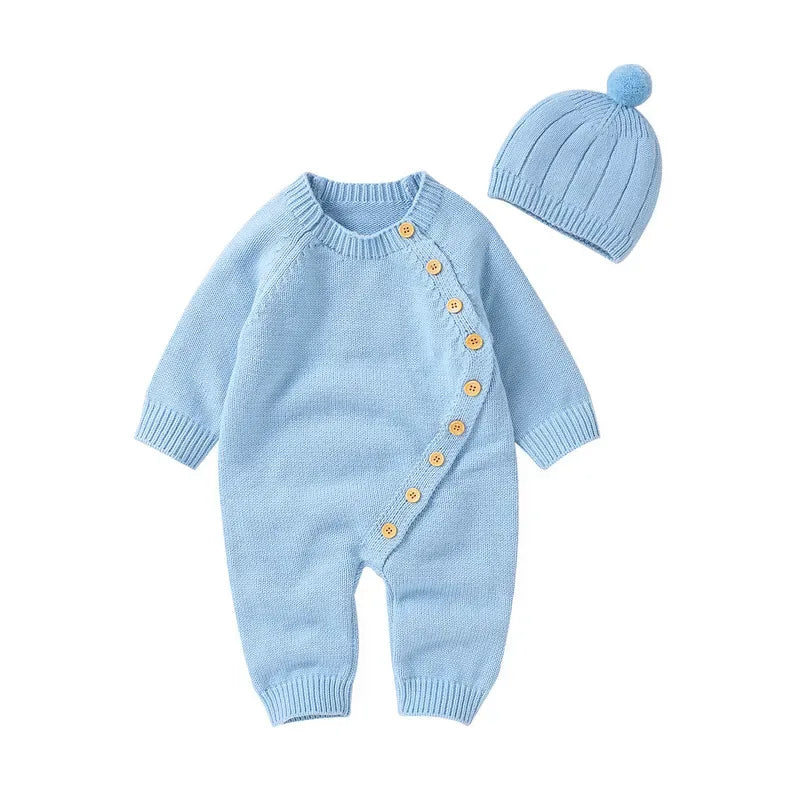 Baby Knit Jumpsuit & Hat Set – Cozy Warmth for Little Ones - LunaKit Baby