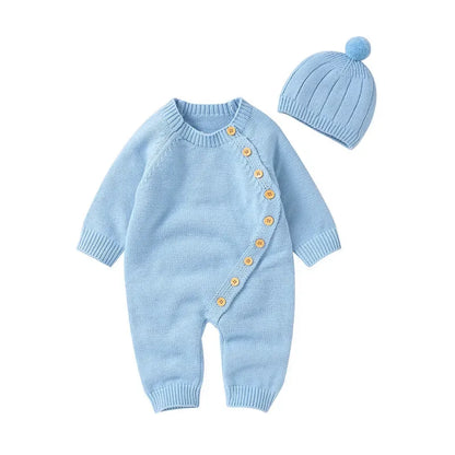 Baby Knit Jumpsuit & Hat Set – Cozy Warmth for Little Ones - LunaKit Baby